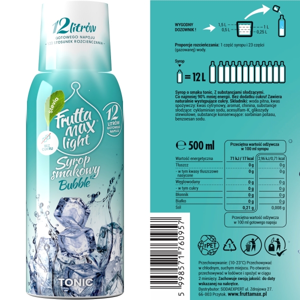 Syrop FruttaMax TONIC LIGHT 500ml na 12 litrów