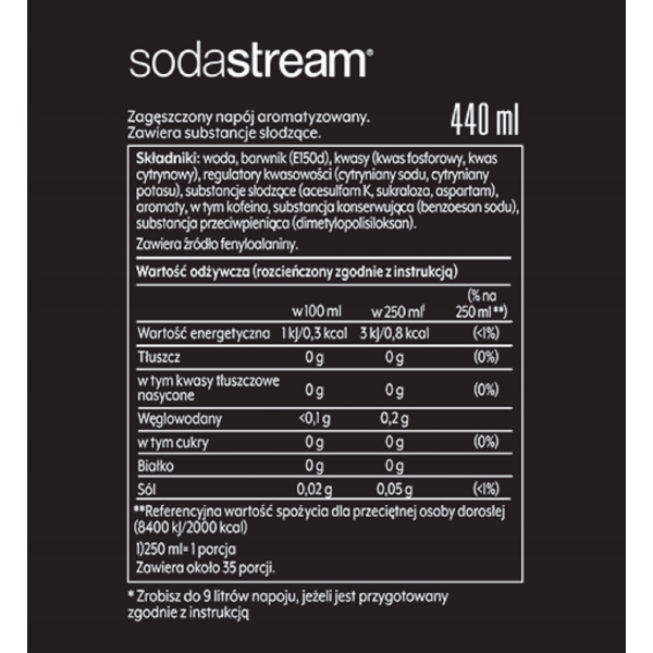 Syrop PEPSI MAX Sodastream koncentrat 440 ml na 9 litrów